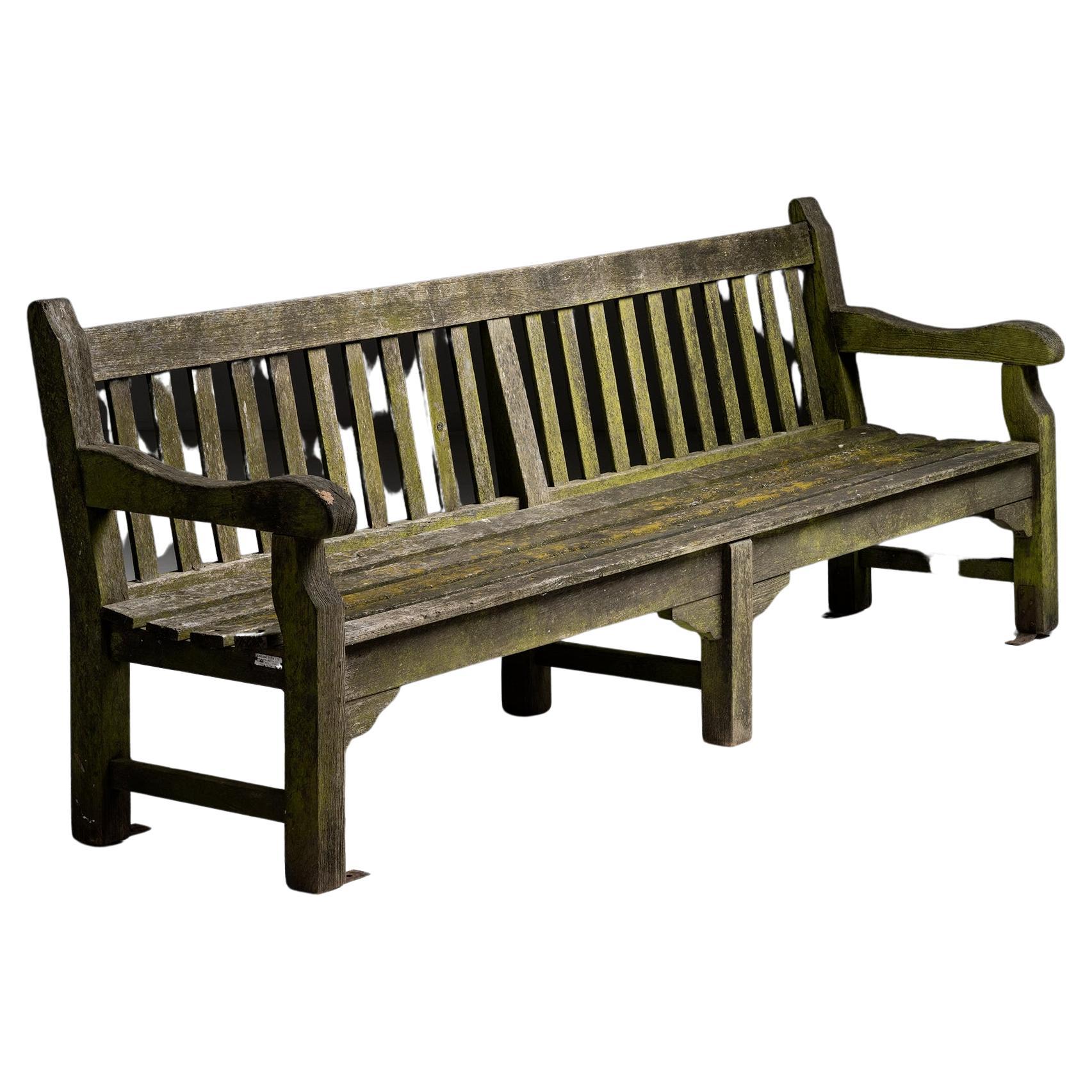 Long Wooden Garden Bench For Sale at 1stDibs
