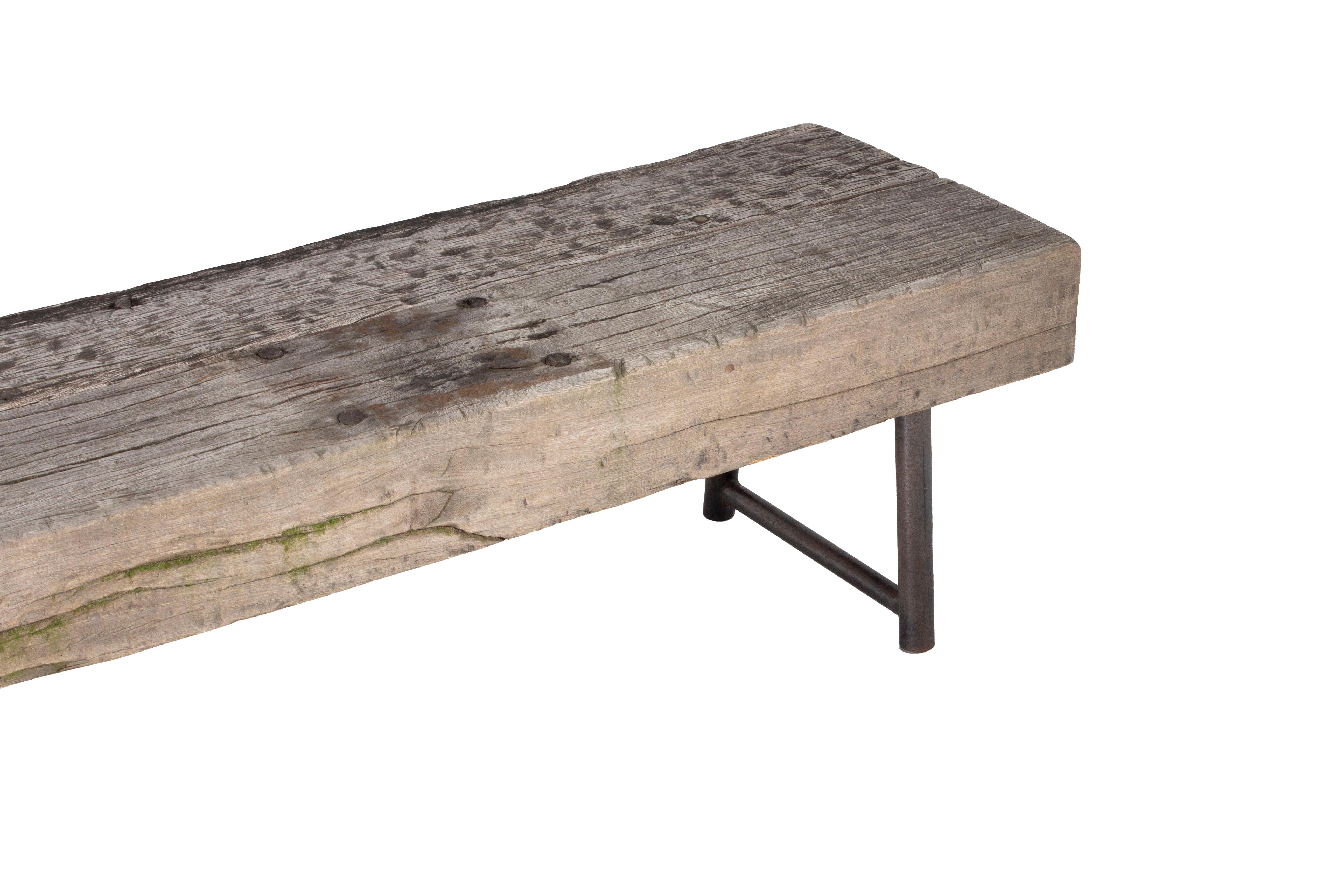 Rustic Garden Bench Made from Repurposed Teak