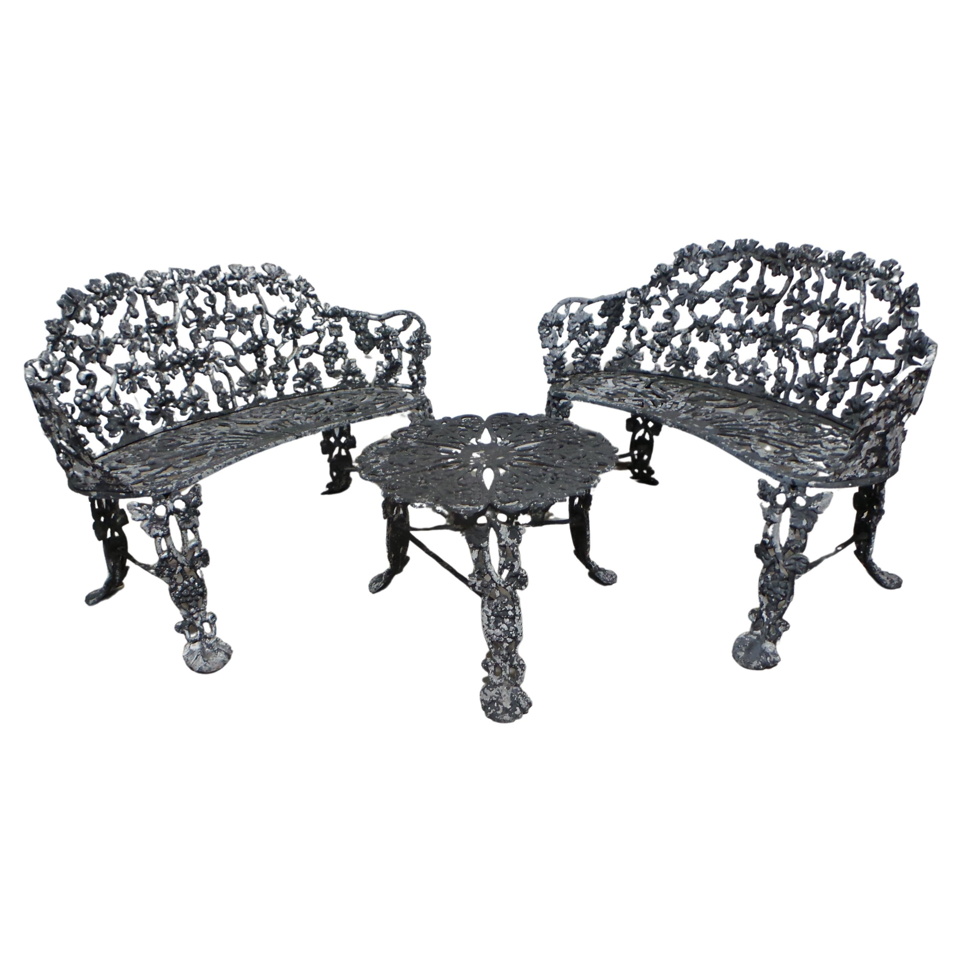 Bancs de jardin + Table Mid Century Aluminium