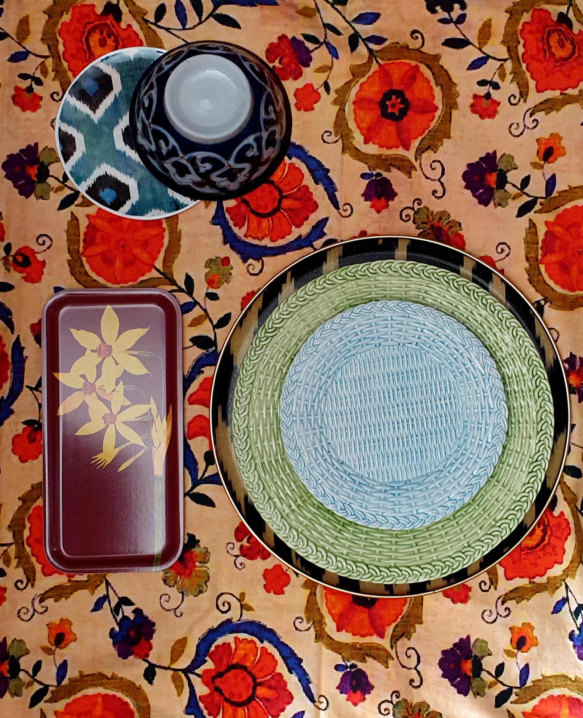 Modern Garden Blue Handmade Ceramic Dessert Plate