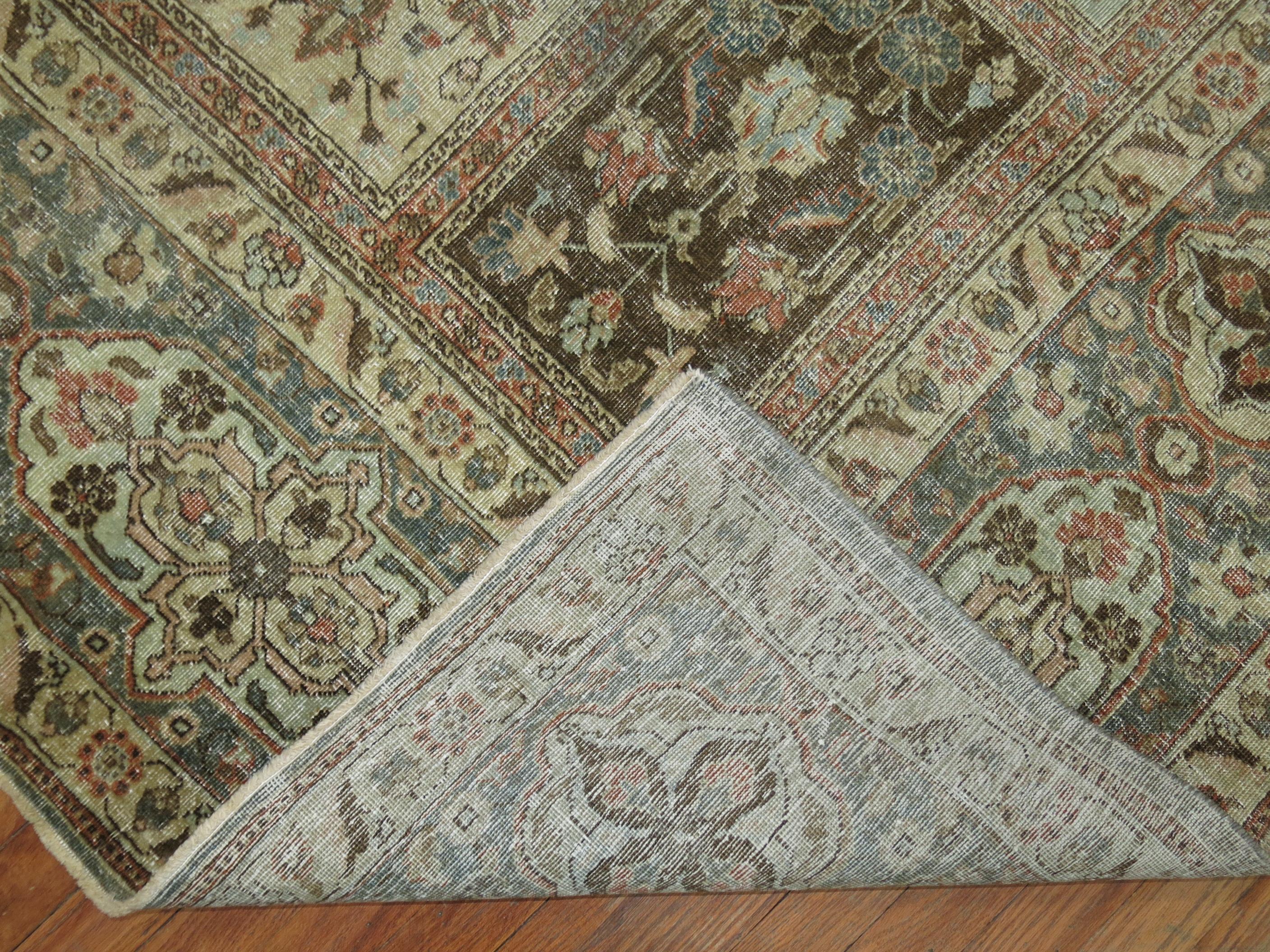 Garden Box Design Antique Persian Tabriz Room Size Rug In Good Condition For Sale In New York, NY
