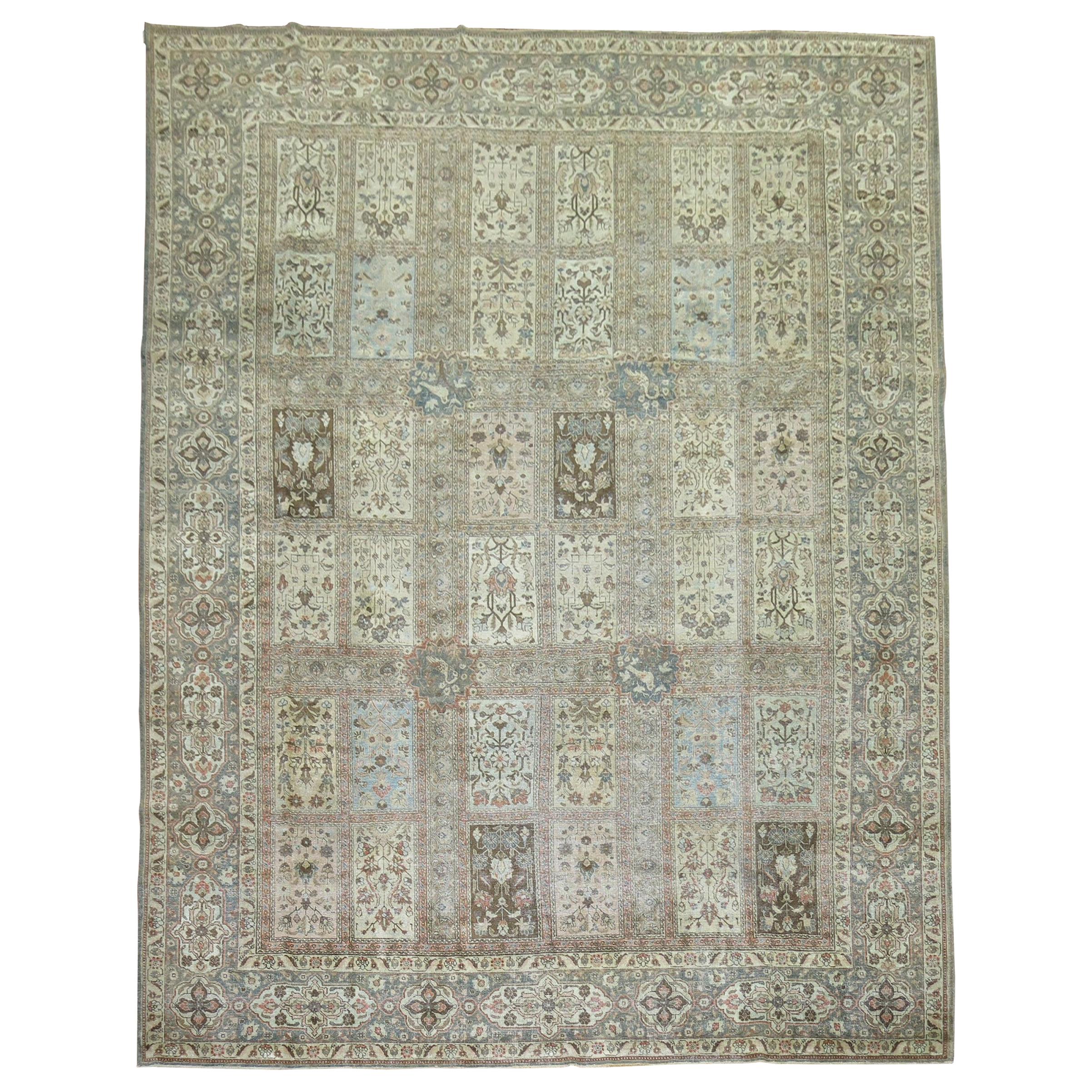 Antiker persischer Tabriz-Teppich in Gartenkasten-Design in Zimmergröße