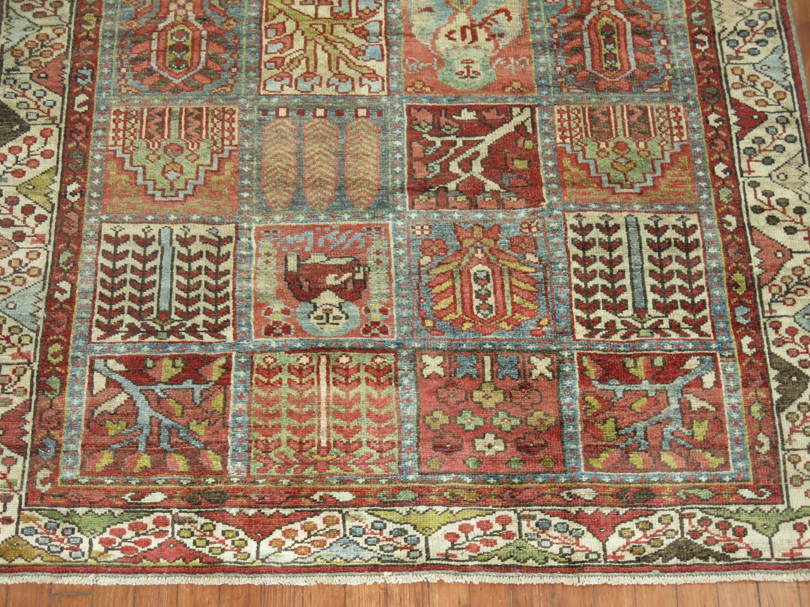 Hand-Knotted Garden Box Persian Malayer Rug For Sale