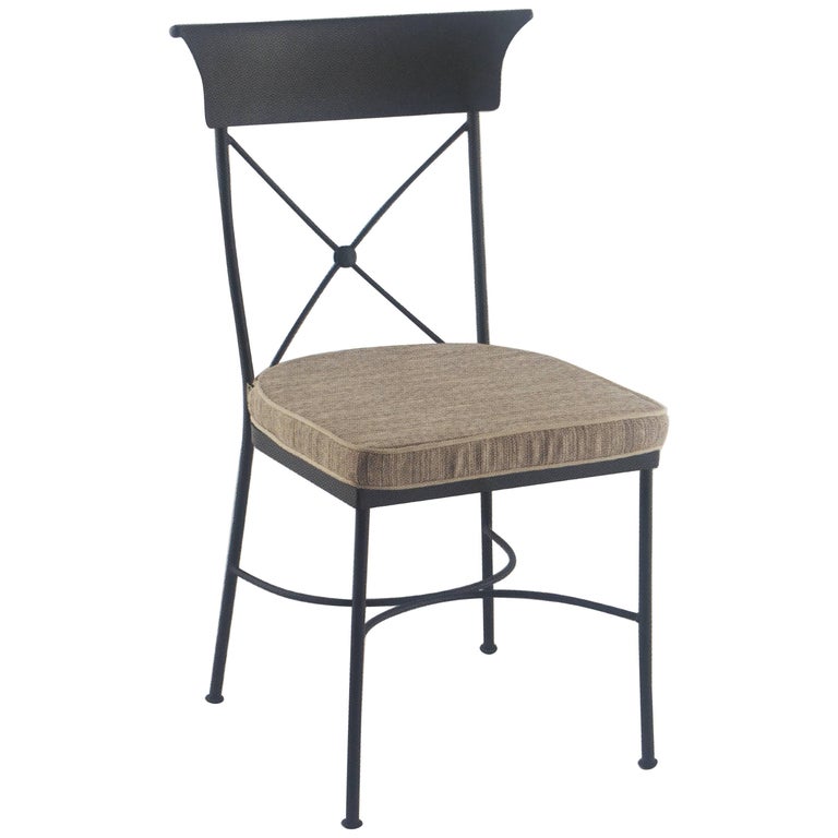 Garden Chair in Wrought Iron with cushion For Sale at 1stDibs