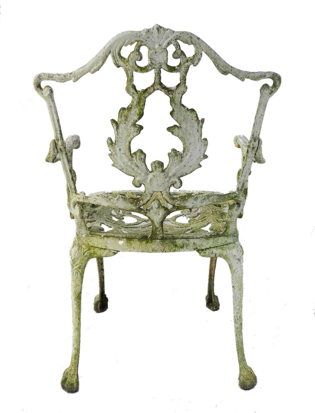 20th Century Garden Chair Weathered Cast Iron Patio Armchair Use or Paint