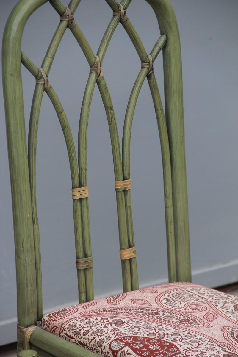 Garden Chairs Bamboo Cane Green Italian Design, 1970 For Sale 4