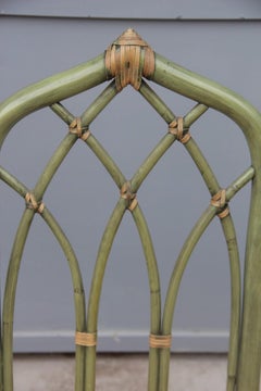 Garden Chairs Bamboo Cane Green Italian Design, 1970