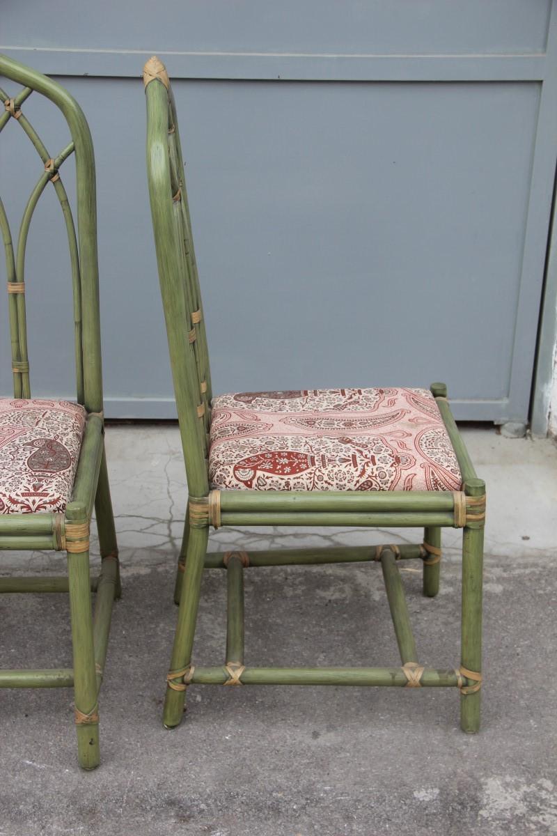 Mid-Century Modern Garden Chairs Bamboo Cane Green Italian Design, 1970 For Sale