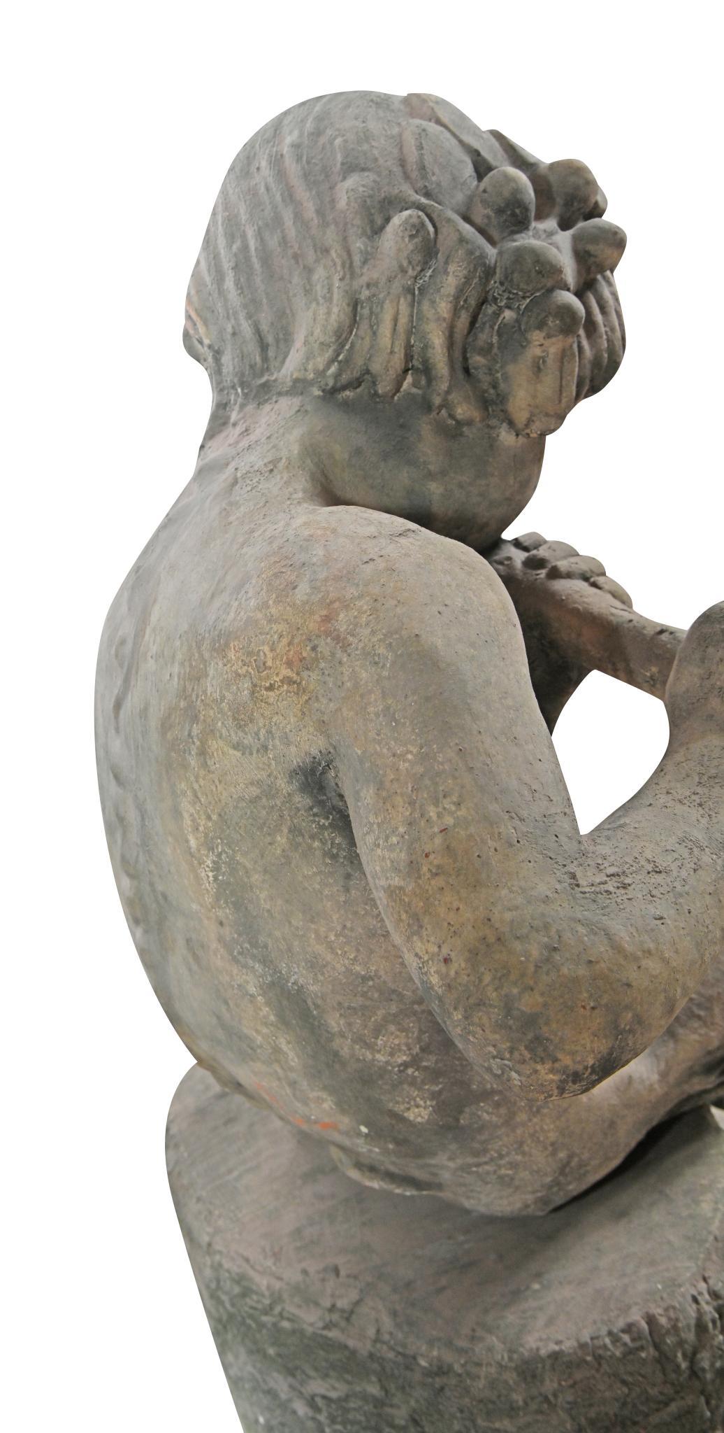 Jardín Cleopatra Estatua Terracota Clásica Columna Jónica Soporte en Bueno estado para la venta en Potters Bar, GB