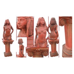 Garden Cleopatra Statue Terracotta Classical Ionic Column Stand