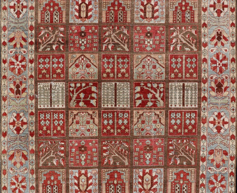 garden-design-antique-bakhtiari-rug-in-red-tan-light-green-and-multi