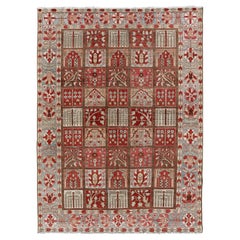 Garden Design Antique Bakhtiari Rug in Red, Tan, light green & Multi Colors