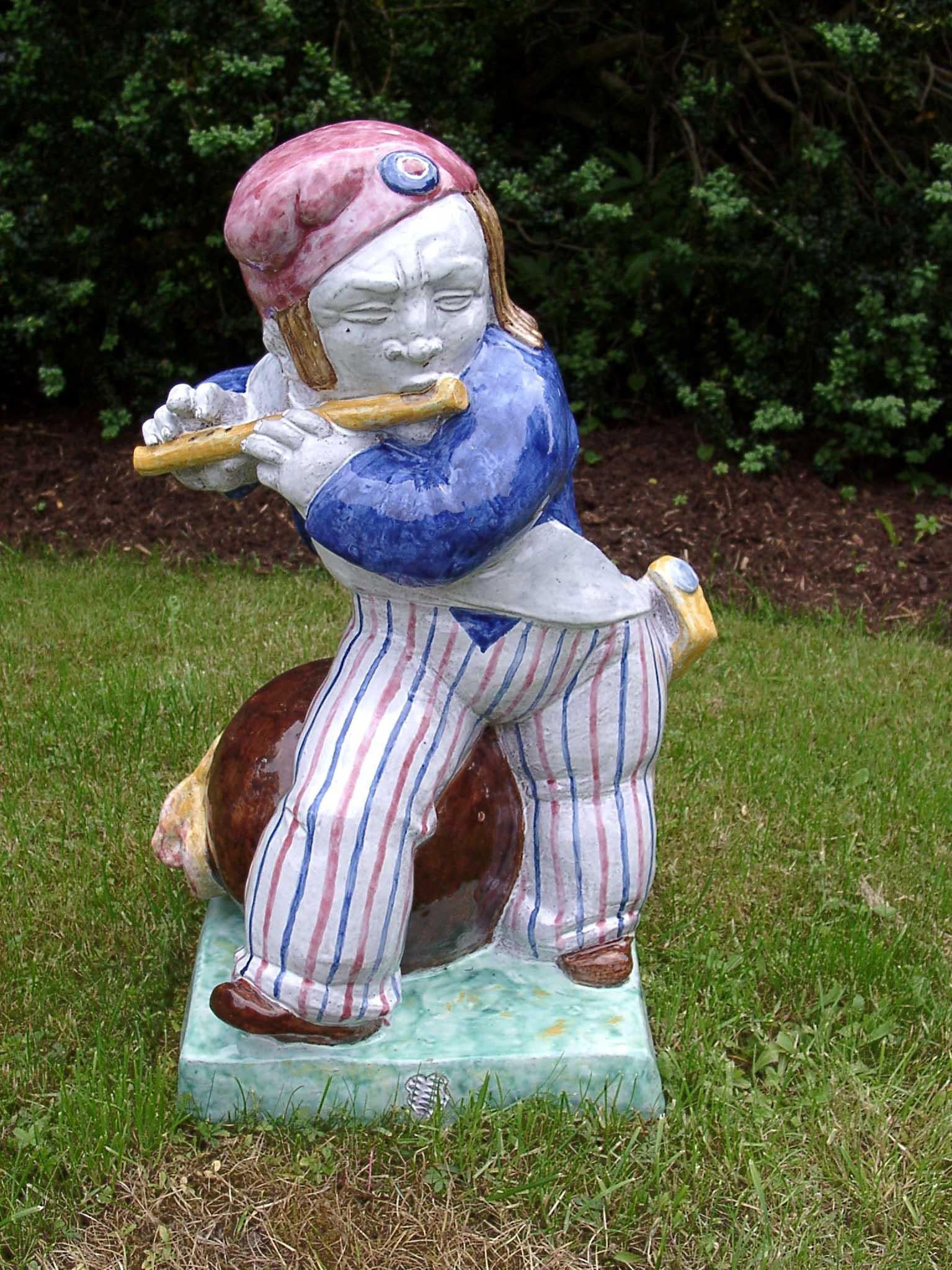 Hand-Crafted Garden figure by Josef Wackerle Nymphenburg majolica hand painted in Germany For Sale