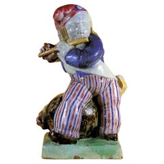 Gartenfigur aus Majolika von Josef Wackerle Nymphenburg, handbemalt in Deutschland