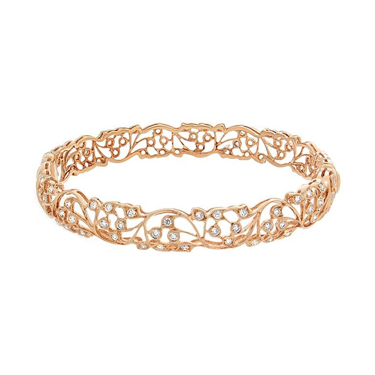Women's Garden Flower Gold Diamond Bracelet