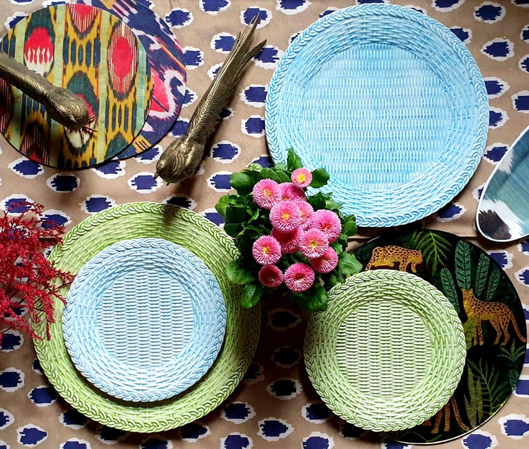 Garden Green Handmade Ceramic Dessert Plate For Sale at 1stDibs