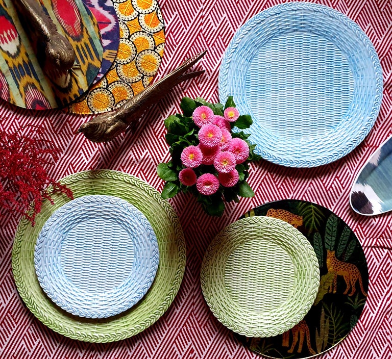 Garden Green Handmade Ceramic Dessert Plate For Sale at 1stDibs