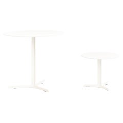 Garden High Round Table in Painted Matt White Base and Top by Saba