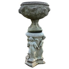 Garden Jardiniere/ Font on Pedestal