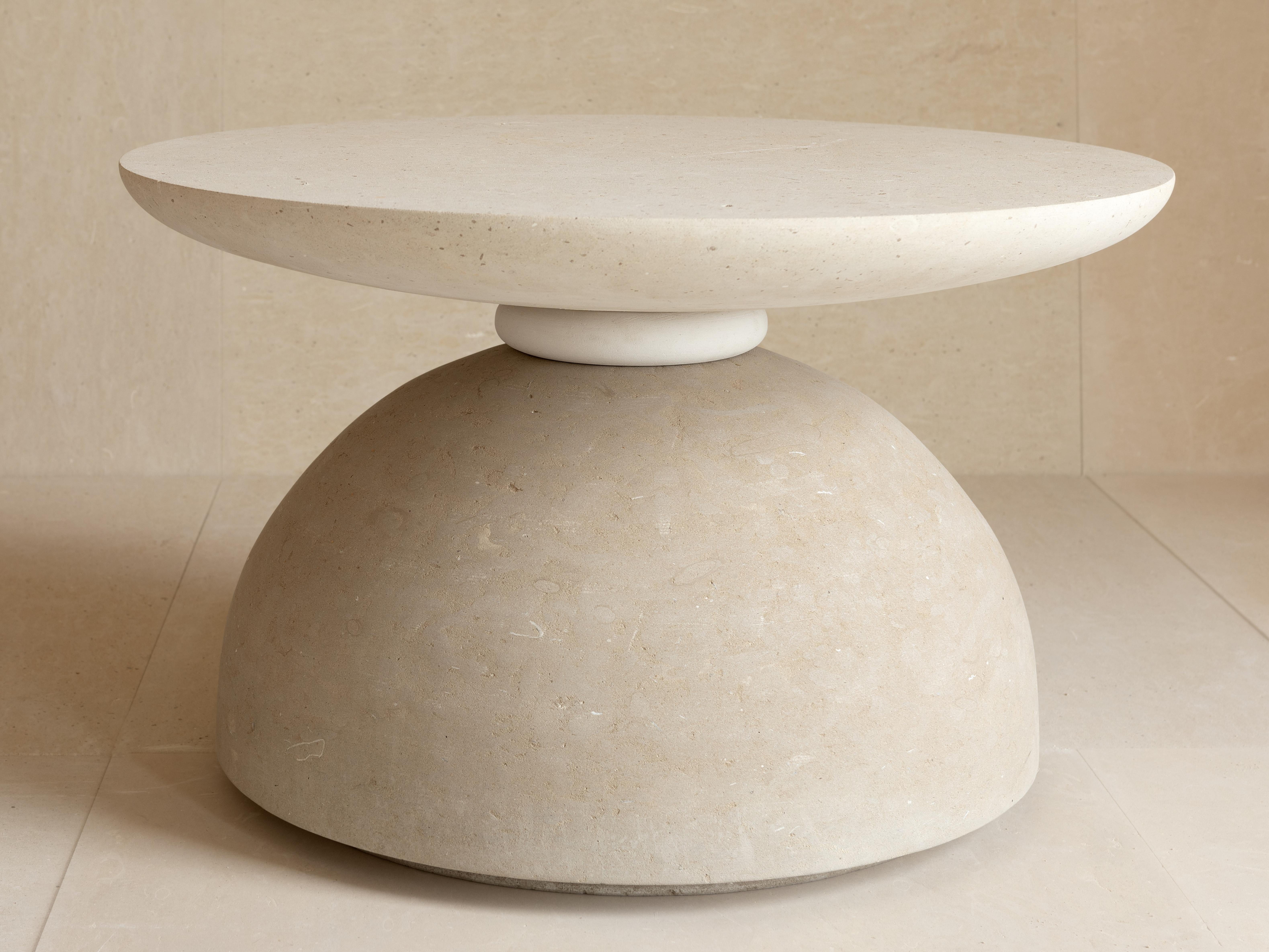 Contemporary Garden Limestone Coffee Table Set of 2 For Sale