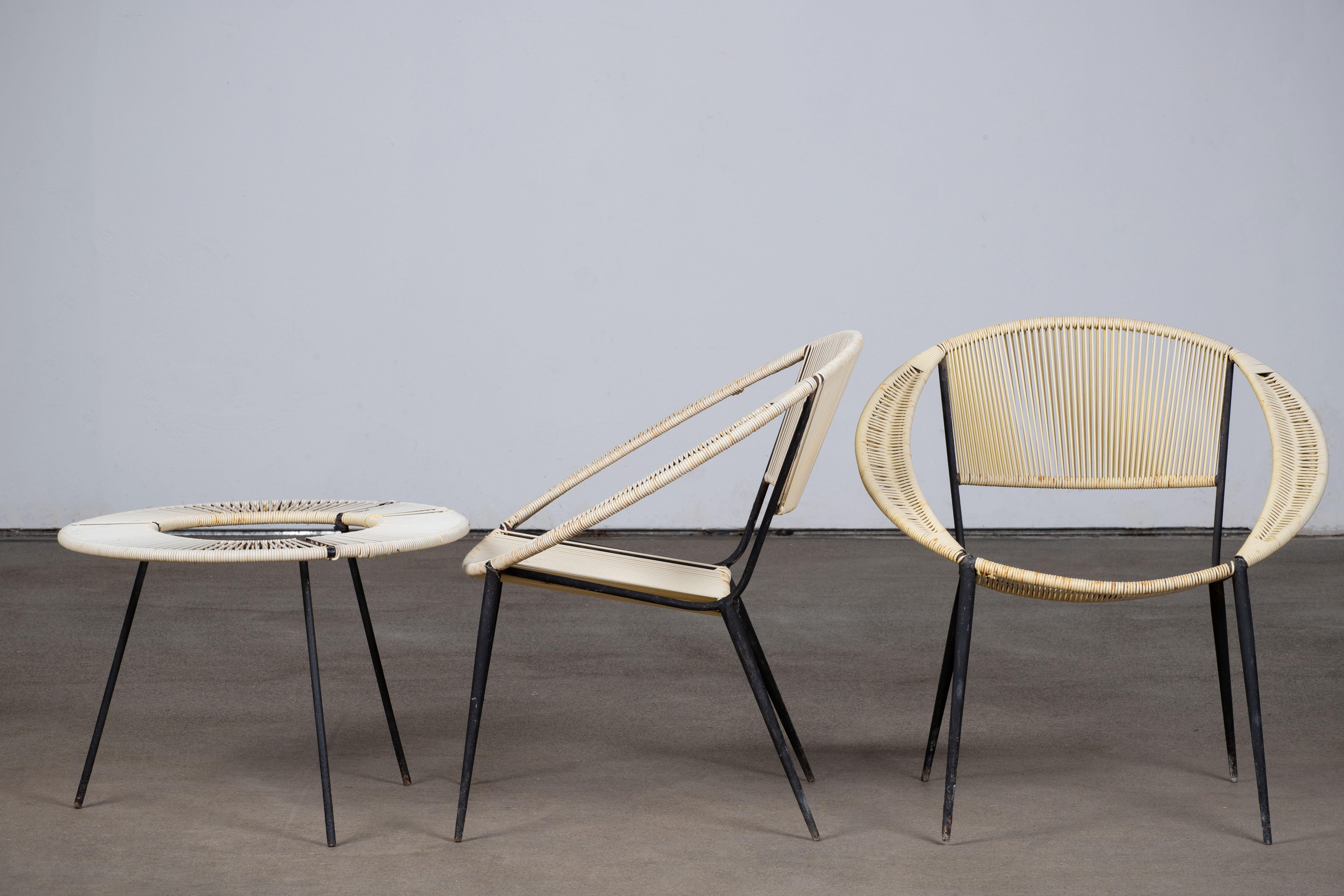 Milieu du XXe siècle Ensemble de fauteuils de salon de jardin attribué à Gastone Rinaldi, Italie, années 1950 en vente