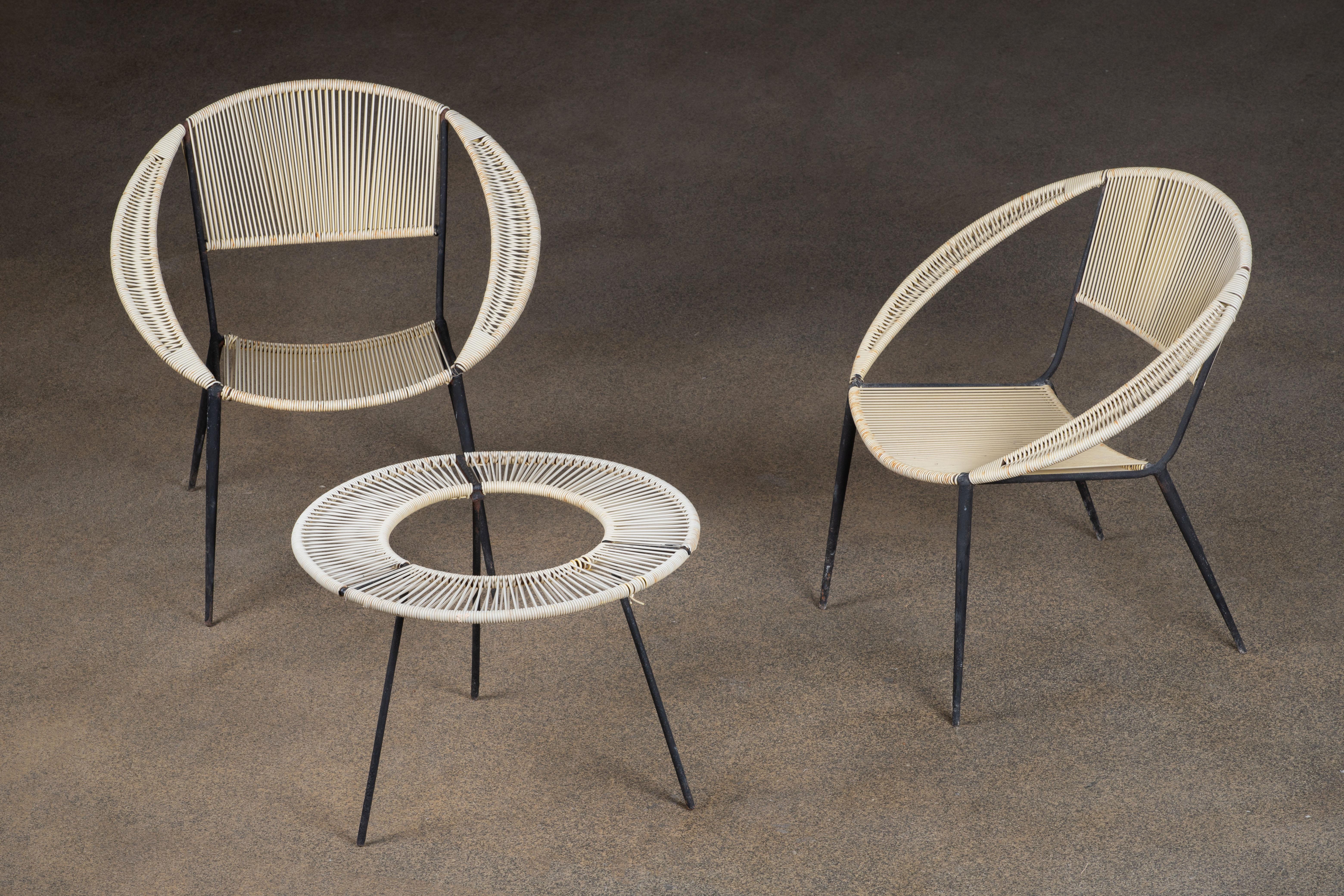 Métal Ensemble de fauteuils de salon de jardin attribué à Gastone Rinaldi, Italie, années 1950 en vente