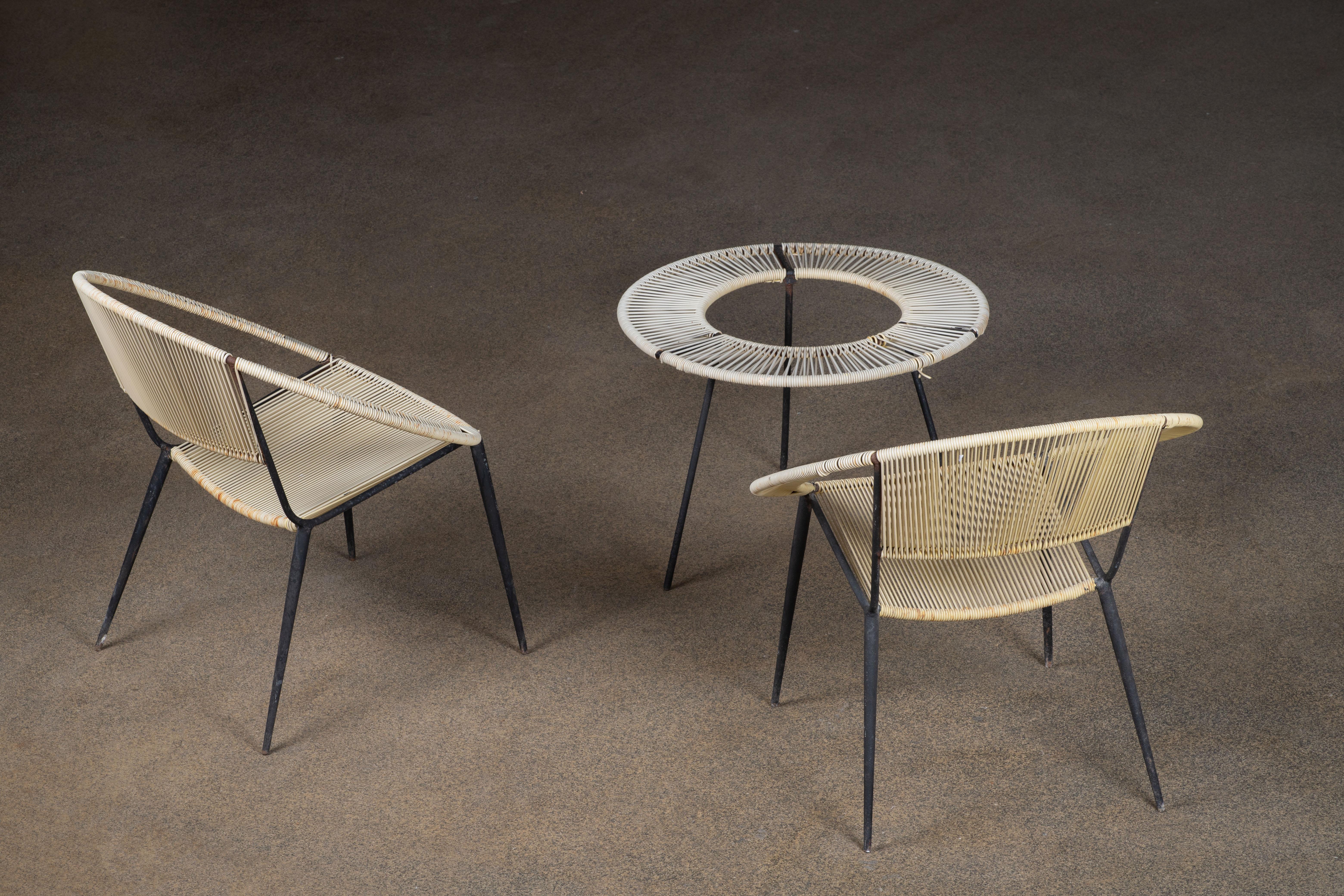 Ensemble de fauteuils de salon de jardin attribué à Gastone Rinaldi, Italie, années 1950 en vente 1