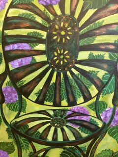 Garden Lover's Whimsical Painting of Vintage Chair and Hydrangeas