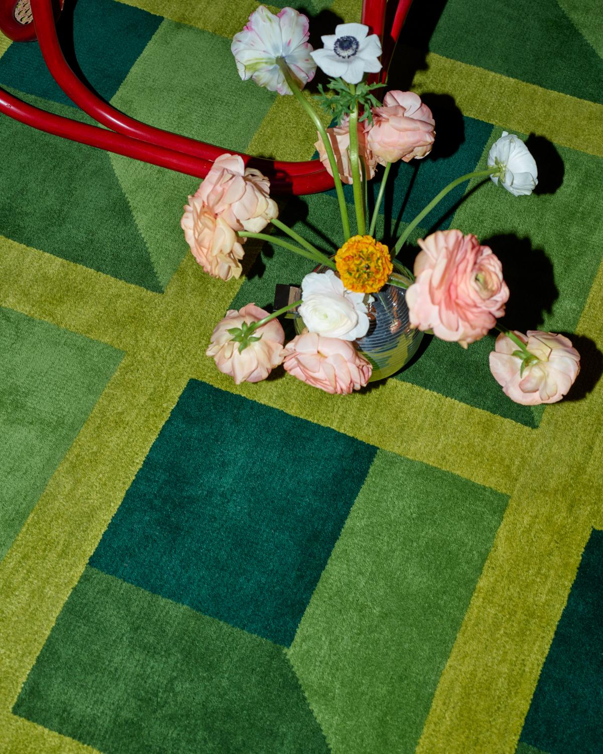 Modern Garden Maze, Wool Cut Pile Rug For Sale