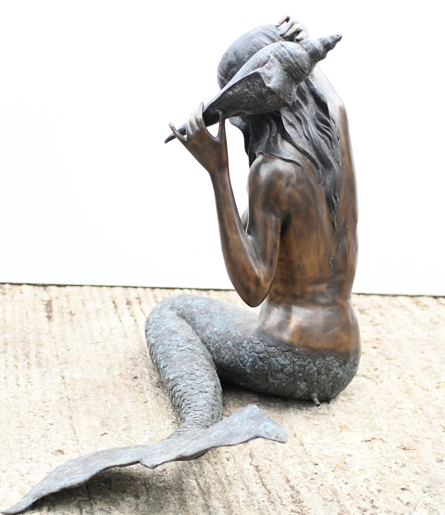 Bronzed Garden Mermaid Fountain Siren Water Feature Statue For Sale