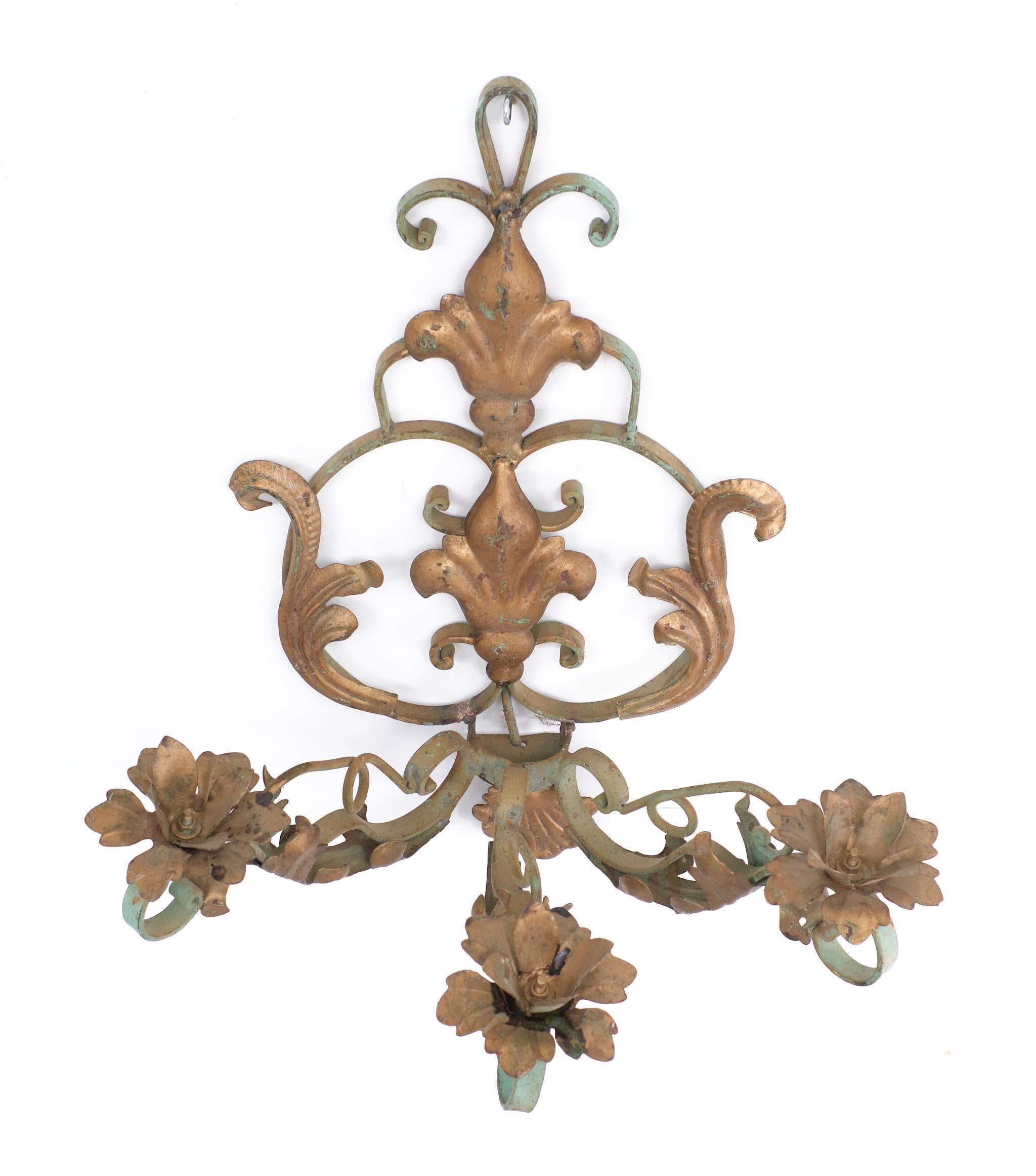 Garden Metal Wall Candle Holder, 1950s, France For Sale 2