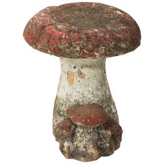 Vintage French Cast Stone Mushroom Garden Stool
