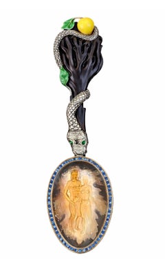 Garden Of Eden Luxury Gift Sculpture Smoky Quartz Intaglio- Handcrafted To Order