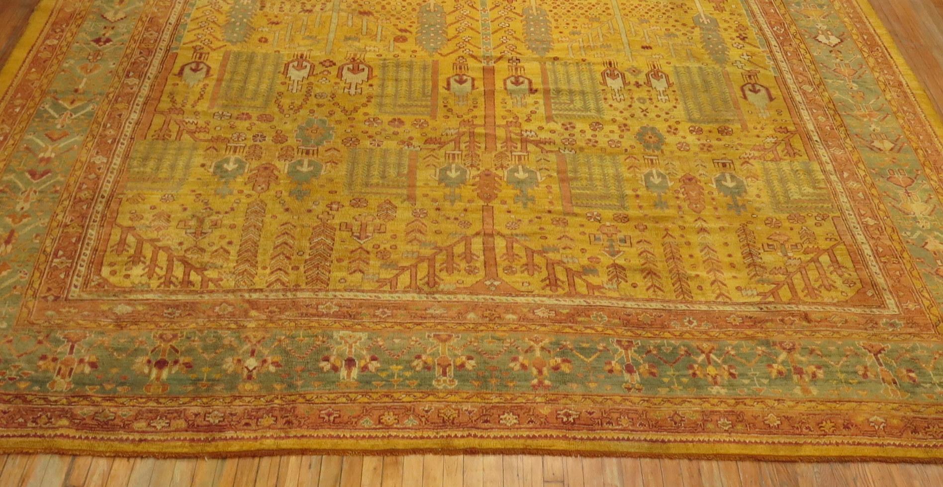 Garden of Paradise Willow Tree Antique Oushak 20th Century Oversize Rug For Sale 3