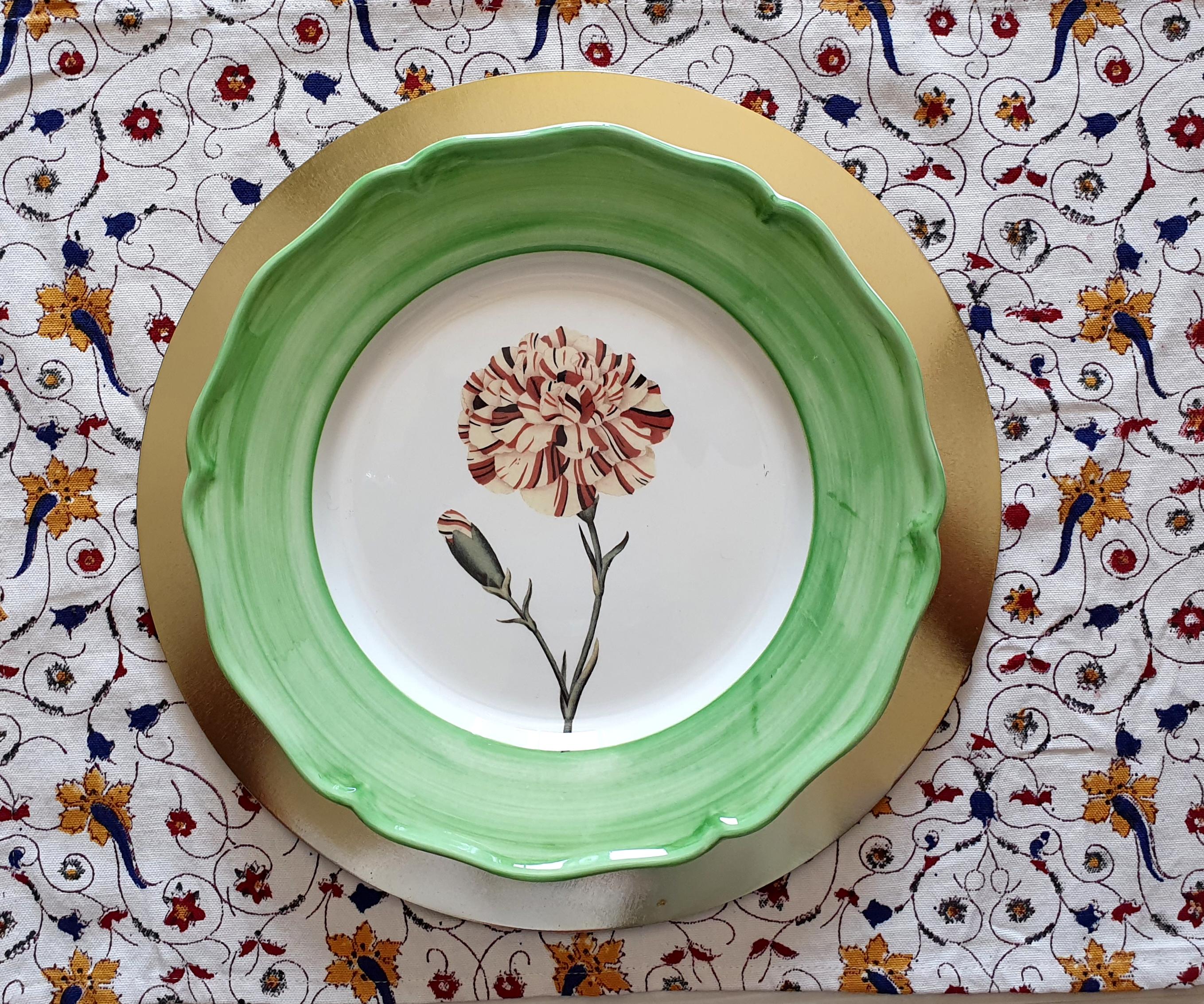 Garten des Sultans Handbemalter Keramikteller Made in Italy Grün (Land) im Angebot
