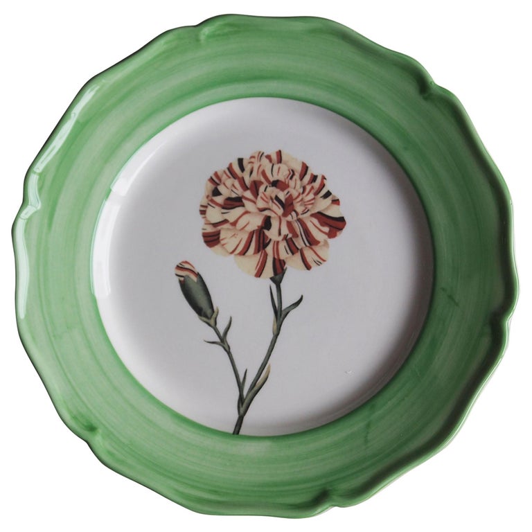 Garden of the Sultan Hand Painted Ceramic Plate Made in Italy Green For Sale