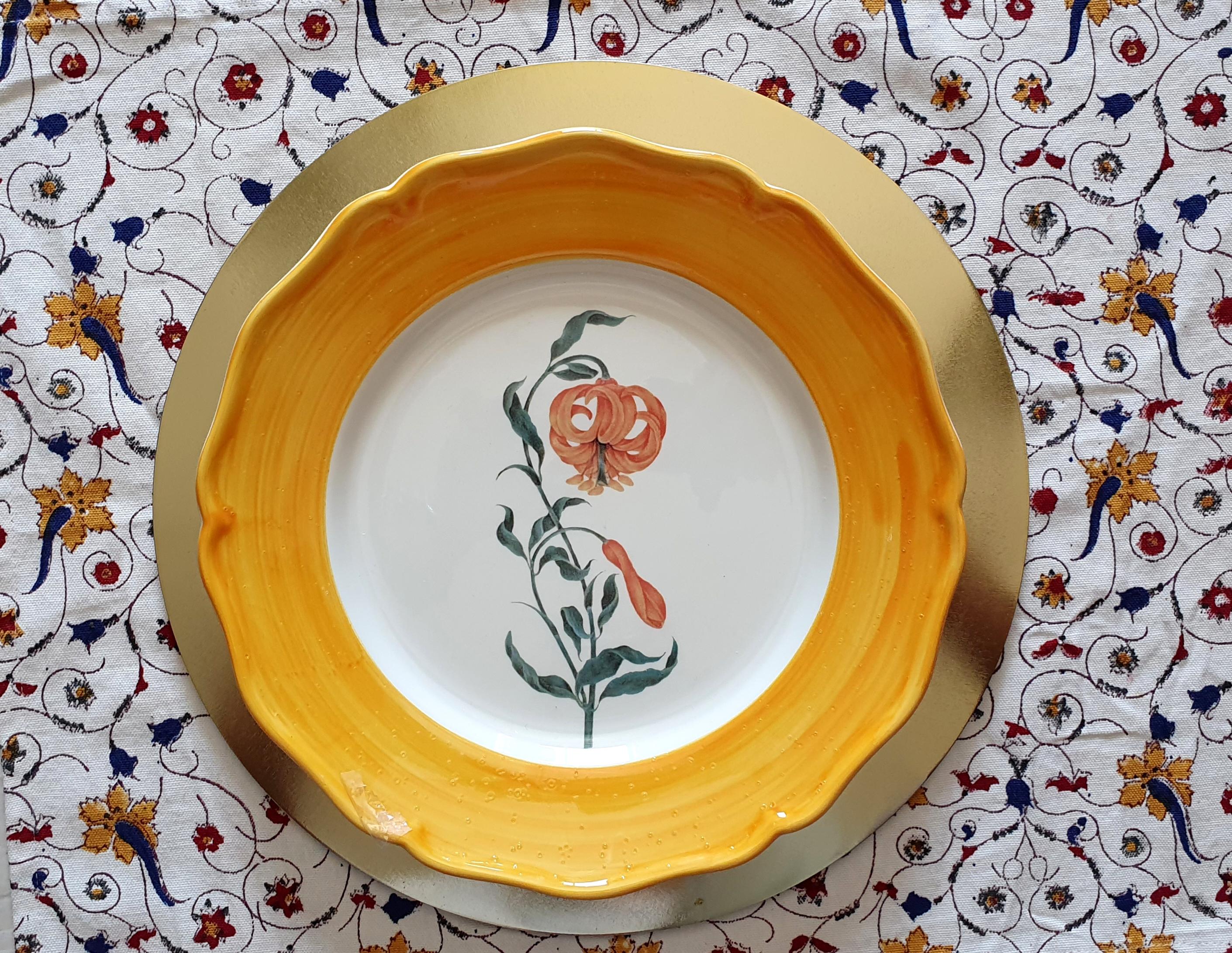 Garten des Sultans Handbemalter Keramikteller Made in Italy Orange (Land) im Angebot
