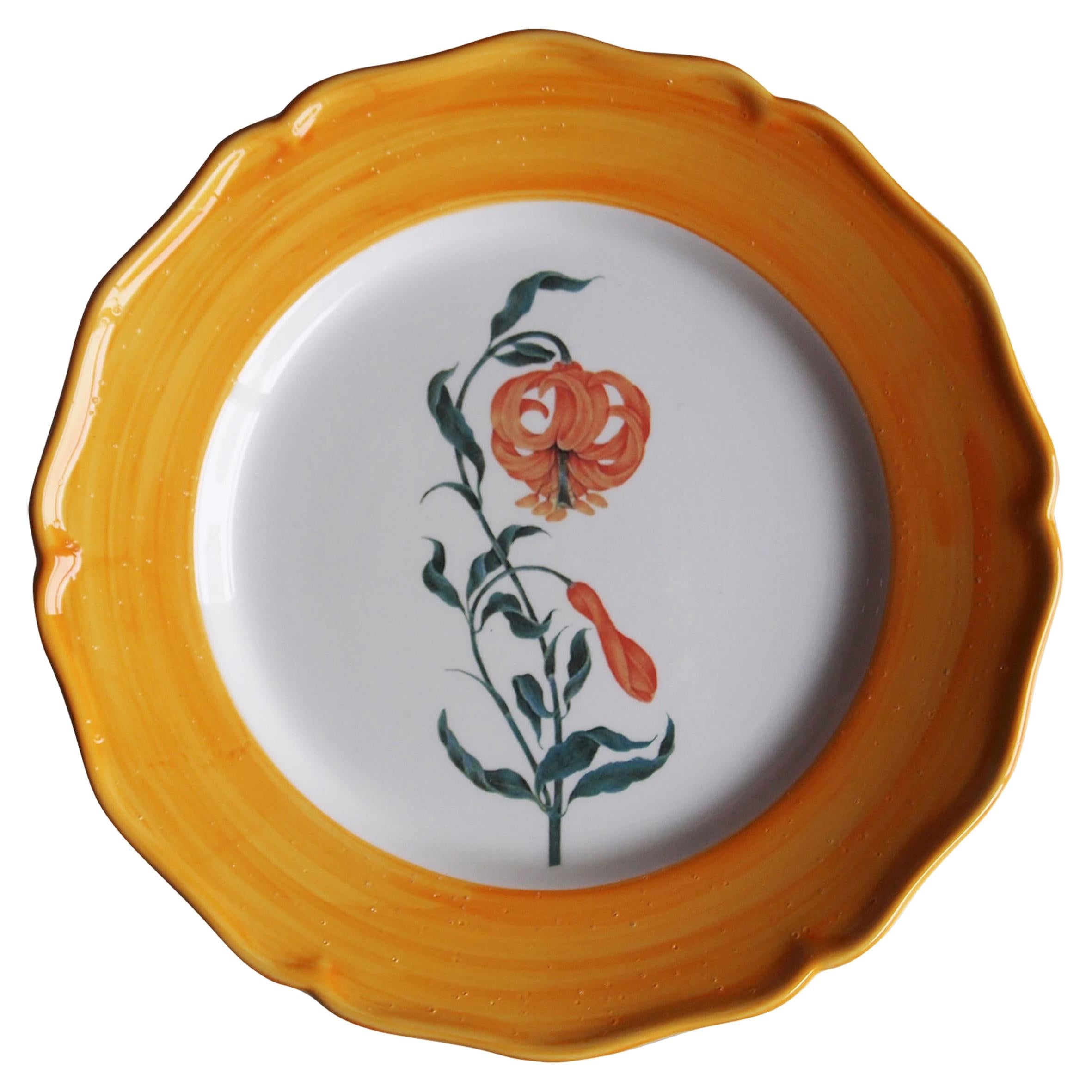 Garden of the Sultan Hand Painted Ceramic Plate Made in Italy Orange