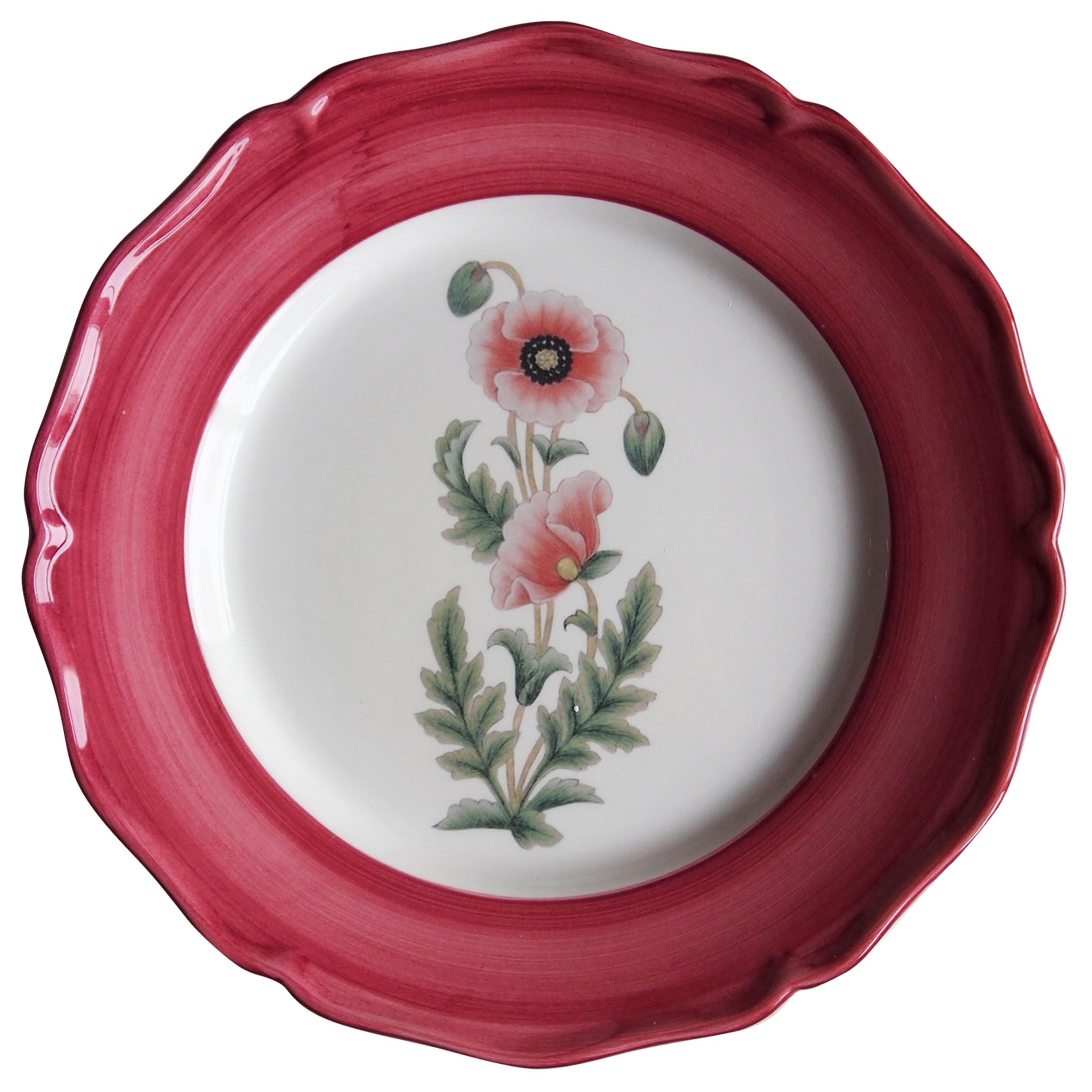 Garden of the Sultan Hand Painted Ceramic Plate Made in Italy Pink For Sale