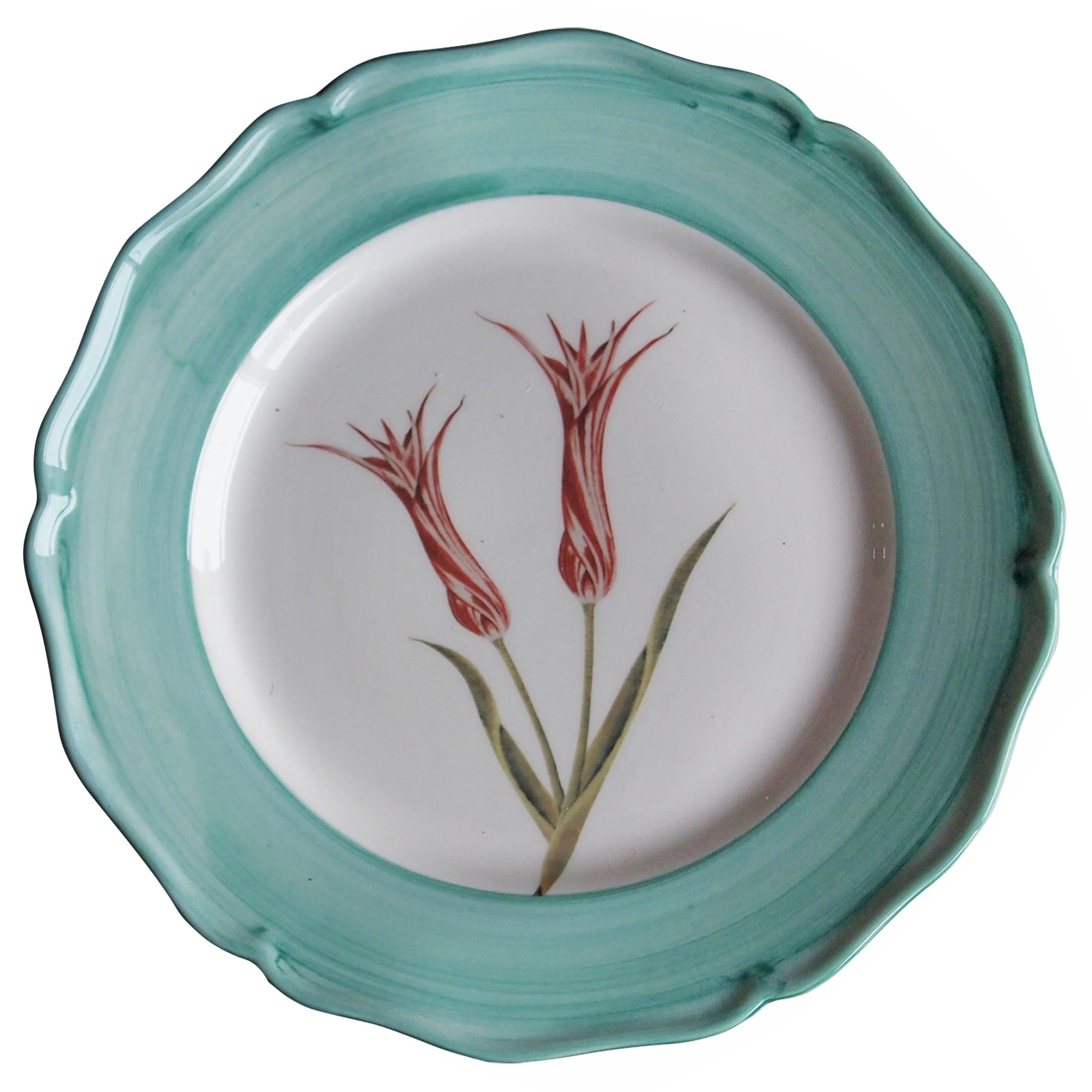 Garden of the Sultan Hand Painted Ceramic Plate Made in Italy Turquoise