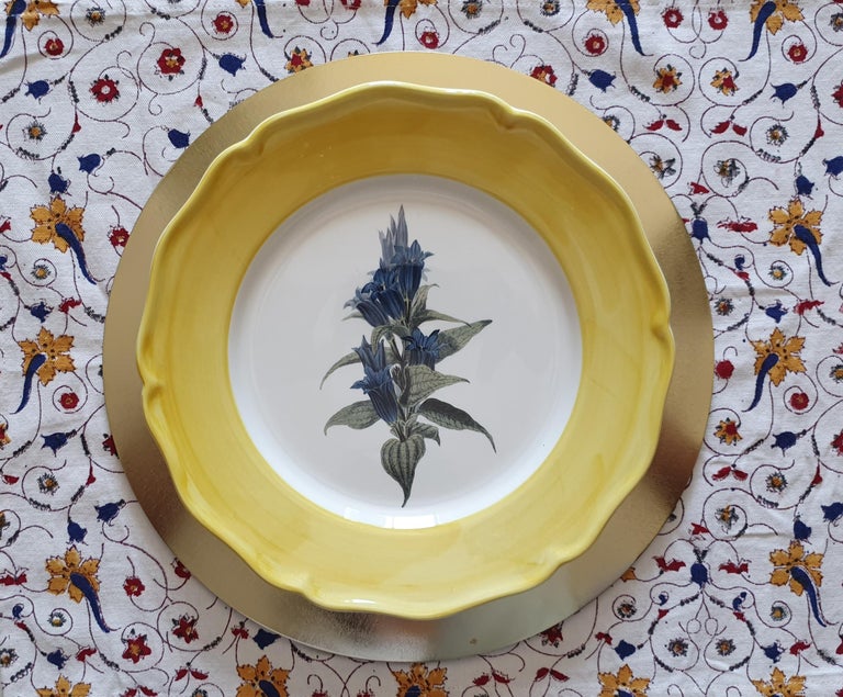 Country Garden of the Sultan Hand Painted Ceramic Plate Made in Italy Yellow For Sale