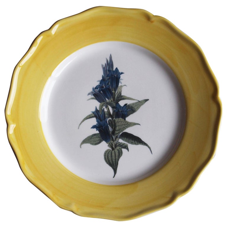 Garden of the Sultan Hand Painted Ceramic Plate Made in Italy Yellow For Sale
