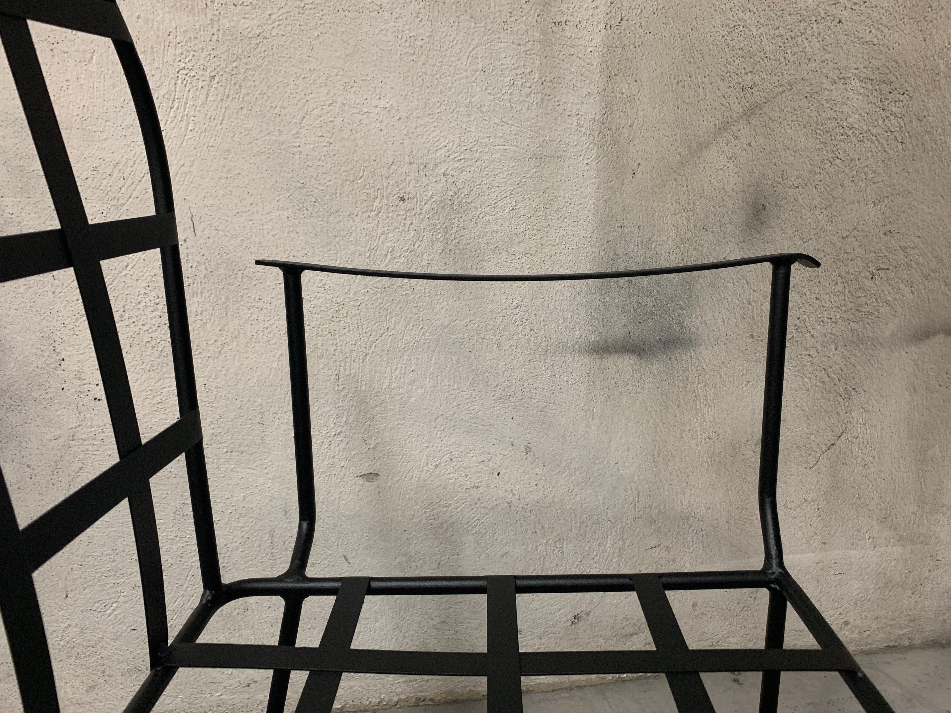 Garden Or Dinning Armchairs in Black Wrought Iron. Indoor & Outdoor For Sale 4