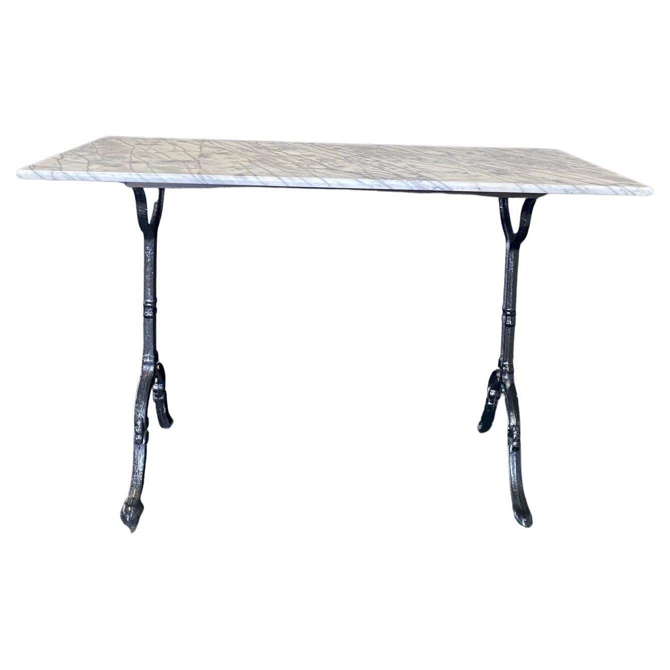 Garden or Patio French Marble Top Bistro Cafe Table with Carrara Marble Top