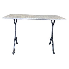 Vintage Garden or Patio French Marble Top Bistro Cafe Table with Carrara Marble Top