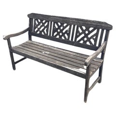 Garden or Veranda Bench in Patinated Teak circa 1970
