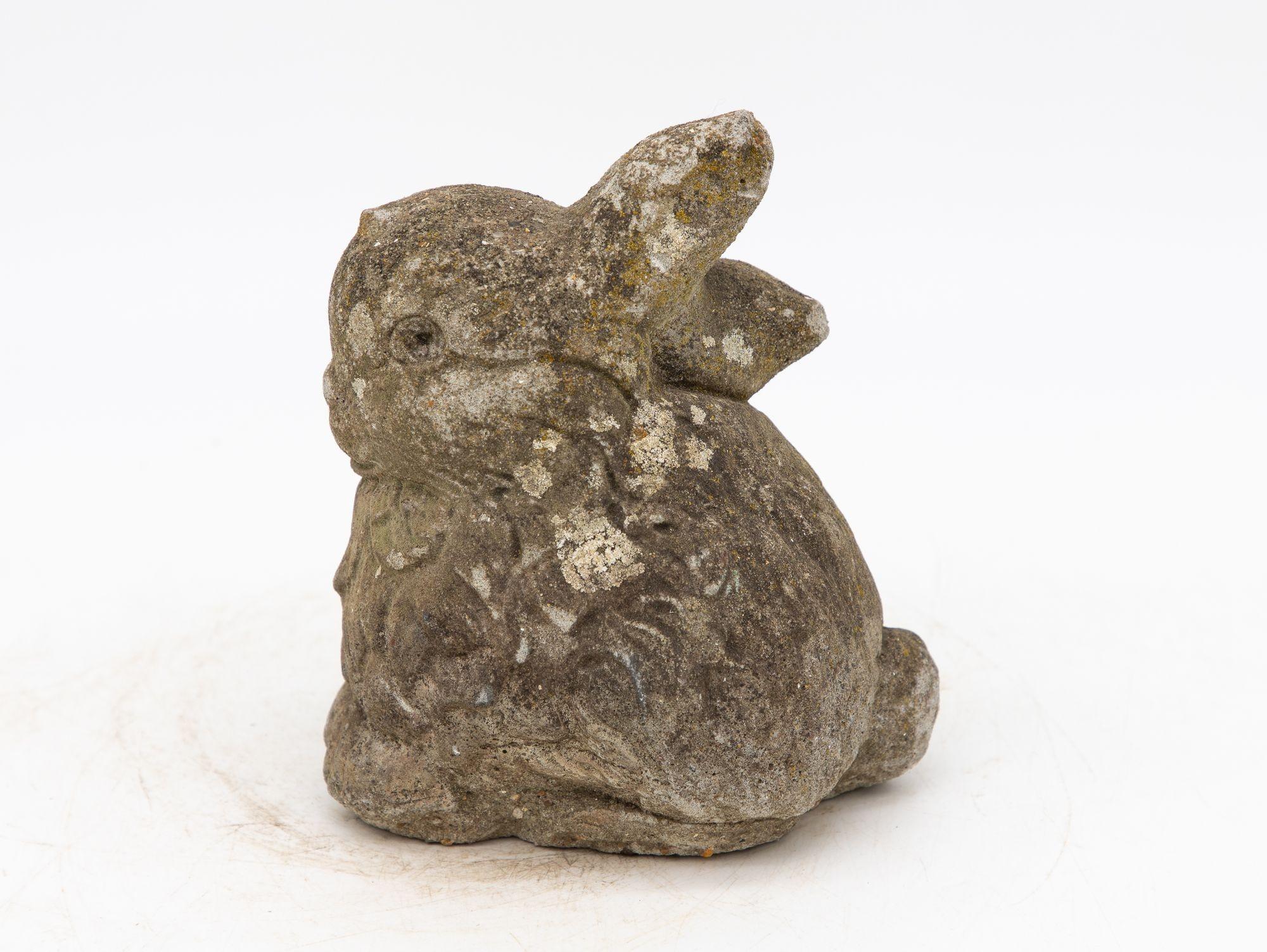 English Garden Ornament Bunny or Rabbit Reconstituted Stone, England Mid 20th C.