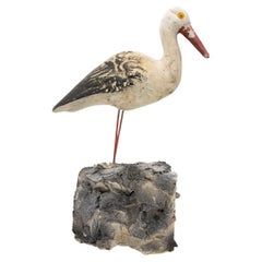 Vintage Garden Ornament Cast Stone Seagull on Wood Base