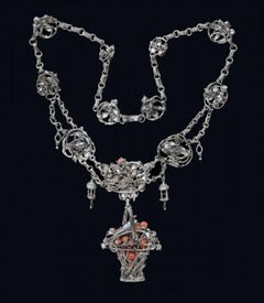 Garden Paradise Arts and Crafts Necklace by Alice Scott, circa 1910