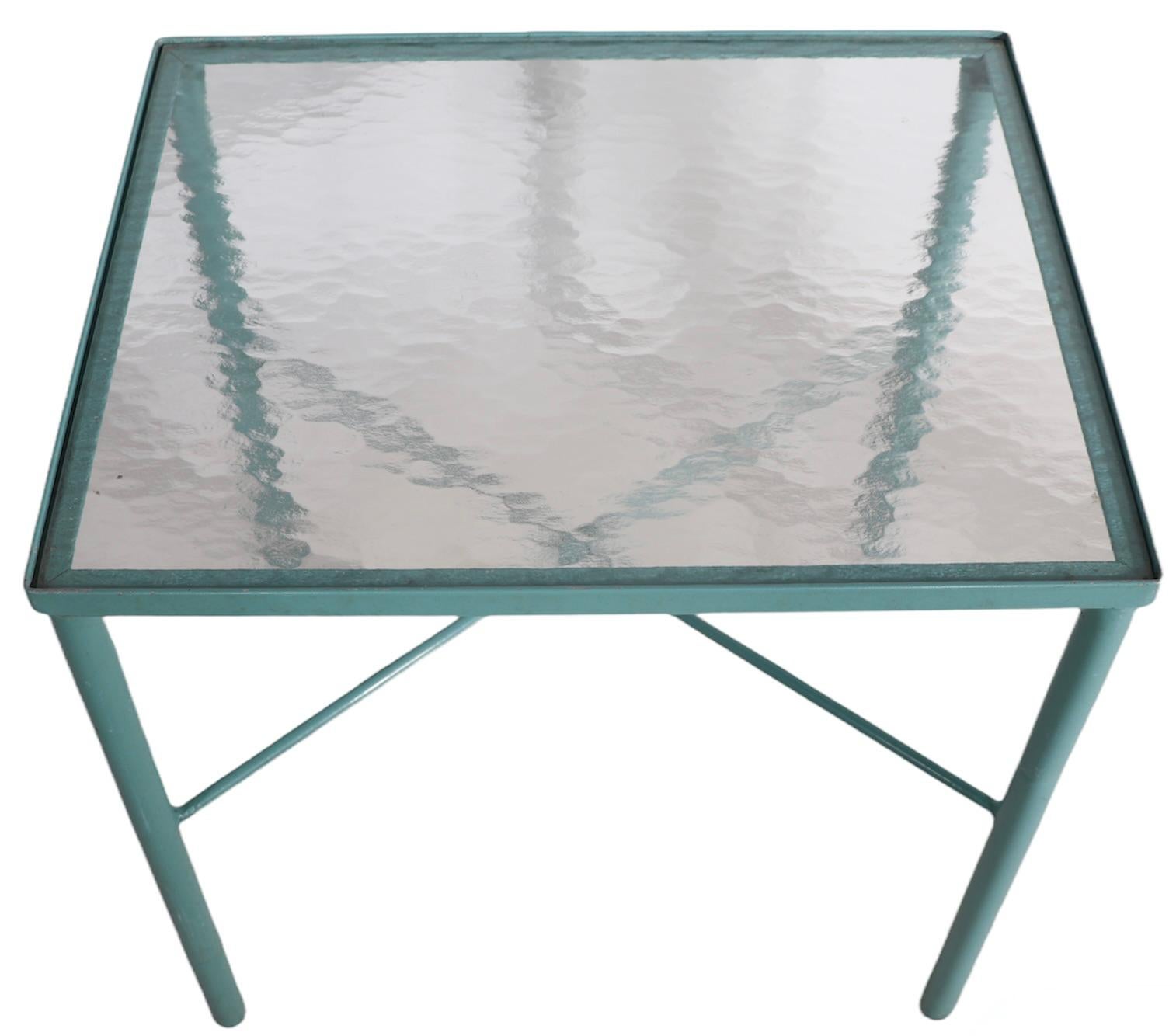 Mid-Century Modern Garden Patio Poolside Table by Hauser Made in USA Ca. 1970's After Brown Jordan For Sale